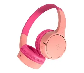 Belkin SOUNDFORM Mini dětská bezdrátová sluchátka růžová / mikrofon / Bluetooth 5.0 / 3.5 mm jack / výdrž až 30 hodin
