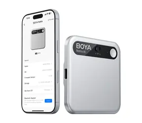 BOYA Notra stříbrná / Zvukový záznamník s AI překladačem / 64GB / 24h / BT / Wi-Fi / USB-C