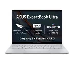 ASUS ExpertBook Ultra B9406CAA šedá / 14" / 2880 × 1800 / Ultra 7 356H 1.9GHz / 32GB / 1TB SSD / Intel / W11P