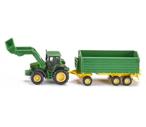 Siku Farmer 1843 John Deere s čelním nakladačem a přívěsem / 1:87 / od 3 let