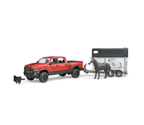 Bruder 02501 Terénní auto RAM 2500 s přepravníkem na koně a figurkou koně / 1:16 / od 3 let