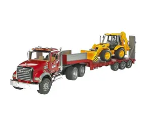 Bruder 02813 Nákladní auto MACK Granite s návěsem a traktorem JCB 4CX / 1:16 / od 3 let