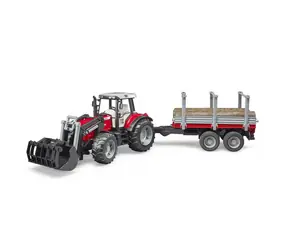 Bruder 02046 Massey Ferguson 7480 s čelním nakladačem a přepravníkem dřeva / 1:16 / od 3 let