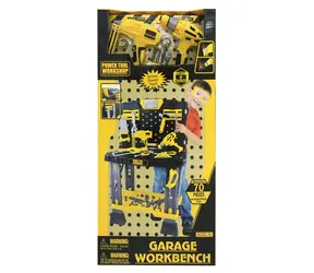 G21 DELUXE TOOLS Pracovní stůl s nářadím / žluto-šedá / Rozměry rozloženého stolu 57 x 91 x 38.5 cm / od 3 let