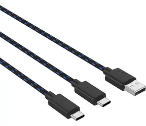 Venom VS5002 černá / Napájecí kabel pro PS5 ovladače / 2x USB-C / 3m 