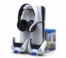 iPega P5S009 Multifunkční Nabíjecí Stojan pro PS5 Slim bílá