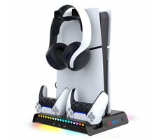 iPega P5S006 Multifunkční Nabíjecí RGB Stojan s Chlazením pro PS5 Slim černá