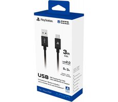 HORI HRP51002 Nabíjecí USB kabel pro ovladač PS5 DualSense 3m černá / 1x USB-A (M) / 1x USB-C (M)