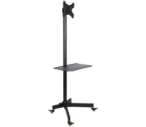 Techly Mobilní stojan pro TV LCD|LED|Plazma 19"-37" 20kg / otočný 360°/ VESA / sklopný / police / černá