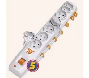 Acar P7 1.5m kabel / 5+2 zásuvek / přepěťová ochrana / bílá