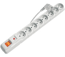 Acar S8 3m kabel / 8 zásuvek / přepěťová ochrana / bílá