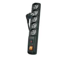 PORTE Přepěťová ochrana 230V 5 zásuvek 3m černá s vyp.