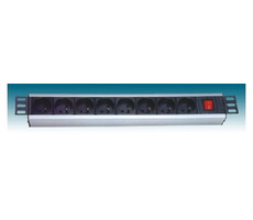 PremiumCord Panel napájecí 1U do 19" racku / 8x230V / přepěťová ochrana / 2m kabel / vypínač