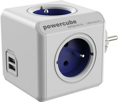 PowerCube Original USB modrá / 4 zásuvky / 2x USB port