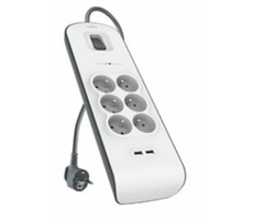 Belkin BSV604 přepěťová ochrana / 6-zásuvek / 2xUSB 2.4A / 2m / bílá
