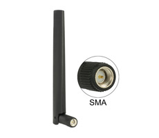 DeLock ZigBee Multi Bluetooth všesměrová anténa s kloubem / GSM / LTE / UMTS / WLAN IEEE 802.11 b g n SMA 1 - 4.3 dBi