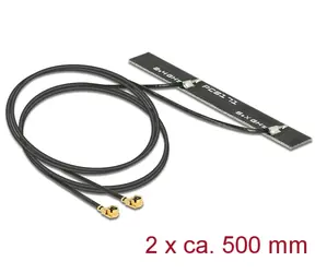 Delock WLAN 802.11 ac a h b g n Twin Anténa 2 x MHF samec 5 dBi 500 mm PCB / interní samolepicí