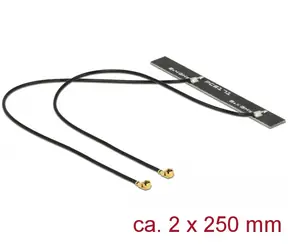 Delock WLAN 802.11 ac a h b g n Twin Anténa 2 x MHF samec 5 dBi 250 mm PCB / interní samolepicí