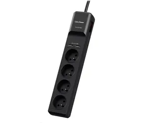CyberPower P0420SUD0-FR černá / Přepěťová ochrana / 4 zásuvky / vypínač / 2x USB / 1.8 m
