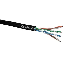 Solarix instalační kabel CAT5E 305m gelový černá / venkovní instalace / PE plášť / nestíněný / box