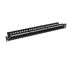 Solarix SX24L-5E-UTP-BK patch panel 24x RJ45 CAT5E UTP s vyvazovací lištou / 1U / černá