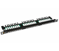 Solarix SX24HD-5E-UTP-BK patch panel 24x RJ45 CAT5E UTP s vyvazovací lištou / 0.5U / černá