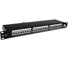 Solarix patch panel 24x RJ45 CAT6 STP / 1U / černá