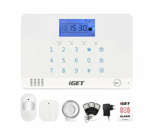 iGET SECURITY M3B Zabezpečovací jednotka / 1x pohybové čidlo / 1x dveřní-okenní čidlo / dotyková klávesnice / LCD