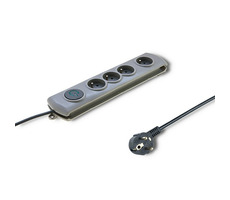 Qoltec 50164 Přepětová ochrana Quick Switch (4 zásuvek) / vypínač / šedá / 2.5m
