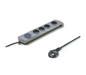 Qoltec 50164 Přepětová ochrana Quick Switch (4 zásuvek) / vypínač / šedá / 2.5m