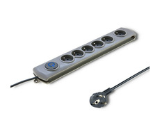 Qoltec 50165 Přepětová ochrana Quick Switch (6 zásuvek) / vypínač / šedá / 1.8m
