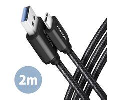AXAGON BUCM3-AM20AB kabel USB-A na USB-C černá / 2 m / 3 A