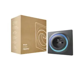 Fibaro Walli Chytrá zásuvka černá / Z-Wave / LED kroužek / 3680W / doprodej