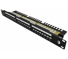 Solarix SX24L-6-UTP-BK-N patch panel 24x RJ45 CAT6 UTP s vyvazovací lištou / 1U / černá