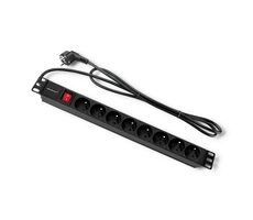 Qoltec 54471 Power strip pro RACK 19" s 8 zásuvky 2m černá / 1U / 16A / PDU