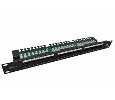 Solarix SX24L-5E-UTP-BK-N patch panel 24x RJ45 CAT5E UTP s vyvazovací lištou / 1U / černá