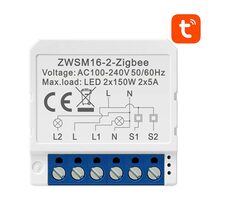 Avatto ZWSM16-W2 bílá / Chytrý spínač / 2 kanály / ZigBee