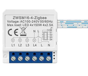 Avatto ZWSM16-W4 bílá / Chytrý spínač / 4 kanály / ZigBee