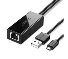 UGREEN Ethernetový adaptér pro TV Stick / 1m kabel / RJ45 / USB-A, micro USB / pro Chromecast a Micro TV Sticks