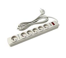 Powerton Prodlužovací přepěťová ochrana bílá / 6 zásuvek / 3m kabel