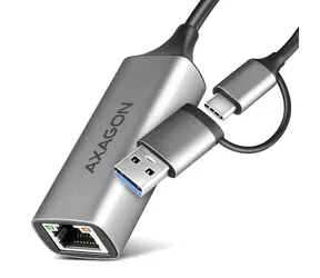 AXAGON ADE-TXCA, USB-C + USB-A 3.2 Gen 1 - Gigabit Ethernet síťová karta, Asix AX88179, auto instal
