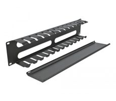 DeLock 2U Spojovací panel pro správu kabelů 19" černá