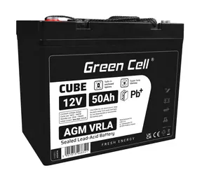 Green Cell bezúdržbová baterie AGM VRLA 12V 50Ah / pro sekačky | lodě | invalidní vozíky a koloběžky