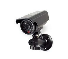 Nedis Atrapa bezpečnostní kamery černá / Válcová / IP44 / solární panel / Venkovní / Včetně držáku na zeď 