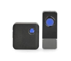 Nedis DOORB310BK černá / Bezdrátový zvonek / 100 - 240 V AC 50/60 Hz / 1x 23A 12V / 110 dB / Dosah: 150 m / IP55 