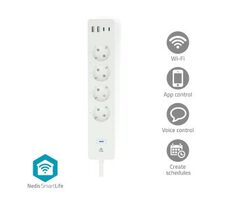 Nedis SmartLife Prodlužovací Přívod / Wi-Fi  / USB A / USB-C / 16 A / 3680 W / 2.00 m / 0 - 55 °C / Android & iOS