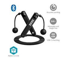 Nedis SmartLife Venkovní Sport / Švihadlo / Bluetooth / Dual Hall sensor / LED Displej / PVC / 3.00 m / Bezdrátové koule