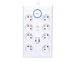 Solight PO80 přepěťová ochrana bílá / 370J / 8 zásuvek / 2m