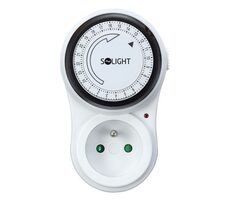 Solight časový spínač mechanický / 24 h / interval 15 min / vypínač