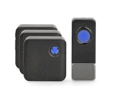 Rozbaleno - Nedis DOORB310BK3 / Bezdrátový zvonek / 100 - 240 V AC 50/60 Hz / 1x 23A 12V / 110 dB / Dosah: 150 m  / rozbaleno